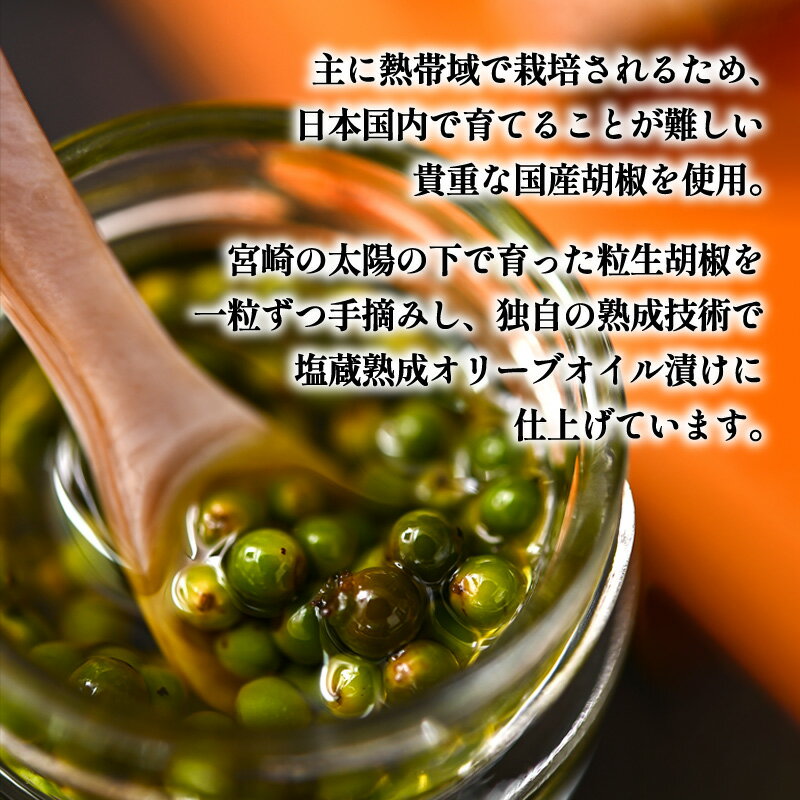 【ふるさと納税】【料理王国100選 2023優秀賞受賞】熟成生胡椒(36g)オリーブオイル漬け 国産 宮崎県産 粒胡椒 生粒胡椒 生胡椒 胡椒 調味料 スパイス 瓶 料理 便利 使い勝手 贈答 贈り物 ギフト プレゼント お歳暮 お中元 お祝い 内祝い おすすめ 人気 グルメ 宮崎県 宮崎市 - 画像3
