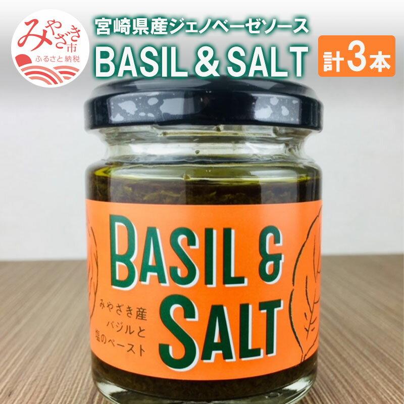 BASIL＆SALT 3本 セット 宮崎産バジル バジルソース オリーブオイル 食塩 シンプル ピザトースト 料理 アレンジ ジェノベーゼソース 宮崎県 宮崎市 送料無料