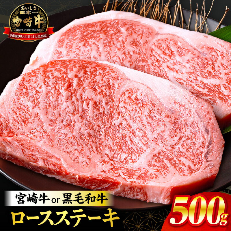 総合1位【数量限定】【発送時期が選べる】宮崎牛or黒毛和牛ロースステーキ250g×2 宮崎牛 A4 黒毛和牛 牛肉 肉 お肉 牛 ロースステーキ ステーキ ロース ステーキ肉 焼肉 焼き肉 ふるさと