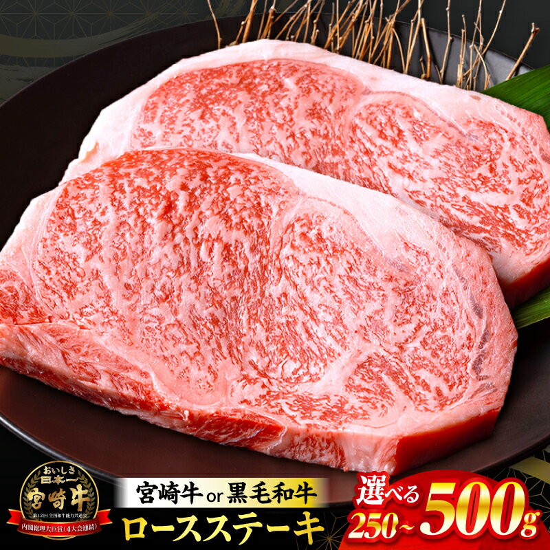 【ふるさと納税】総合1位・ジャンル1位【数量限定】【内容量・発送時期が選べる】畜産農家応援！宮崎牛or黒毛和牛ロースステーキ 宮崎牛 黒毛和牛 牛肉 肉 お肉 牛 和牛 ロースステーキ ステーキ ロース ステーキ肉 焼肉 BBQ キャンプ 宮崎 おすすめ 人気 国産 ふるさと