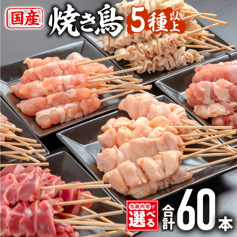 【包装内容・発送時期が選べる】若鶏の焼き鳥セット（60本）盛り合わせ 鶏肉 肉 お肉 若鶏 焼き鳥 串焼き 焼き鳥串 詰め合わせ 焼き鳥セット 小分け パック BBQ おつまみ 便利 セット ふるさと