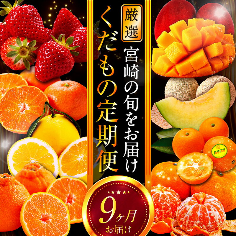 青果店厳選！「くだもの定期便Vol.1」(全9回) 定期便 果物 フルーツ 果実 青果 青果物 果物定期便 フルーツ定期便 いちご きんかん 日向夏 マンゴー メロン みかん 旬 季節 旬の果物 季節の果物 贈答 贈り物 ギフト おすそ分け グルメ お取り寄せ 宮崎市