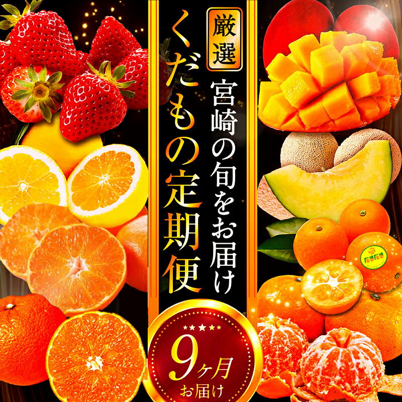 青果店厳選！「くだもの定期便Vol.2」(全9回) 定期便 果物 フルーツ 青果 青果物 果物定期便 フルーツ定期便 旬の果物 季節の果物 旬 季節 いちご きんかん 日向夏 マンゴー メロン みかん 柑橘 柑橘類 お取り寄せ グルメ 人気 おすすめ 宮崎県 宮崎市