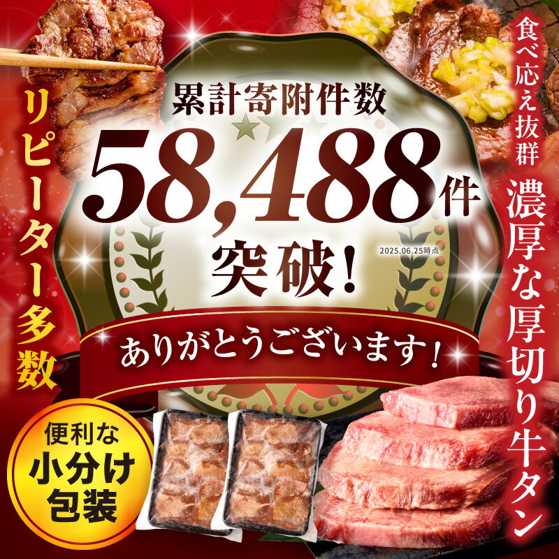 【ふるさと納税】《ランクイン多数!!》《訳あり》厚切り 牛タン 塩味【選べる内容量・発送時期】塩味 牛肉 肉 精肉 味付き タン タン塩 塩タン 不揃い 規格外 小分け パック 焼肉 BBQ おかず 厚切り牛タン グルメ 宮崎市 サムネイル3