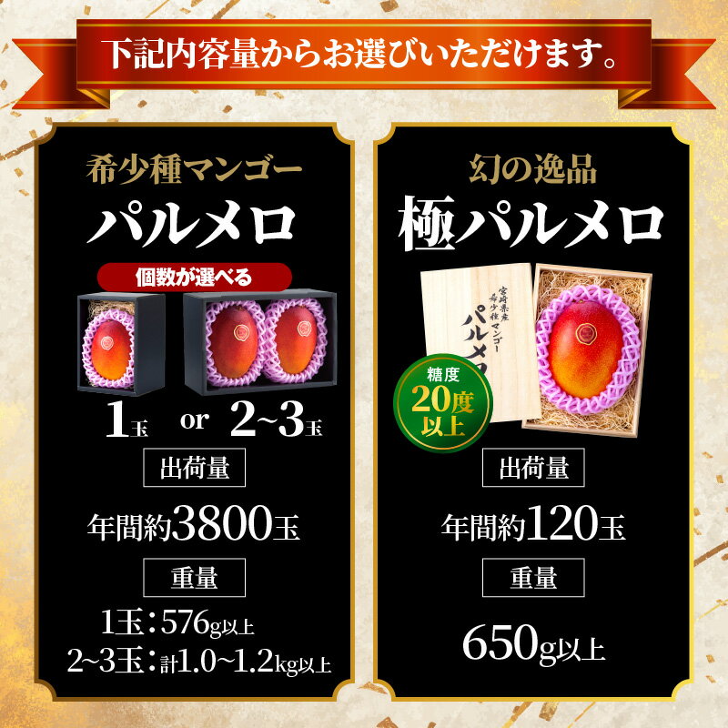 【ふるさと納税】《2026年発送》【選べる内容量】【数量・期間限定】宮崎県産 希少種マンゴー パルメロ ・ (極)パルメロ マンゴー 完熟マンゴー 果物 フルーツ スイーツ デザート ご褒美 贈り物 贈答 化粧箱 希少 甘み 新鮮 冷蔵 檬栽師組 高糖度 グルメ 宮崎市 - 画像2