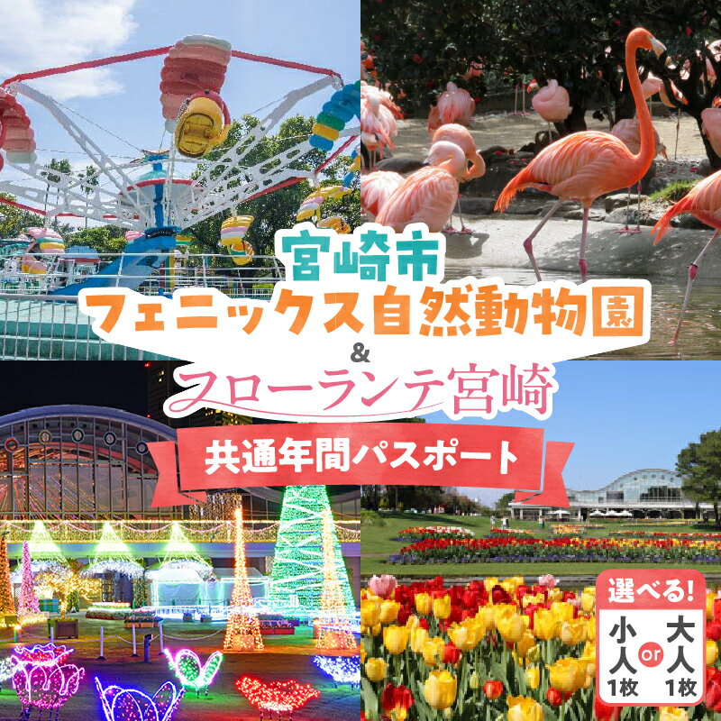 【選べる】宮崎市フェニックス自然動物園＆フローランテ宮崎共通年間パスポート 動物園 動物とふれあい フラミンゴ ショー ゾウ ヤギ 餌やり 体験 花 フラワー 植物 植物観賞 フラワーガーデン 施設利用券 施設券 利用券 チケット 宮崎県 宮崎市 送料無料