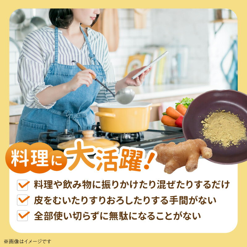【ふるさと納税】宮崎県産 しょうが粉末 20g 自家栽培 栽培期間中農薬不使用 体を温める効果 免疫力 普段の料理にかかせない しょうが焼き 魚料理 ぎょうざ 紅茶 料理 便利 しょうが 粉末 国産 宮崎県 延岡市 お取り寄せ 送料無料 - 画像3
