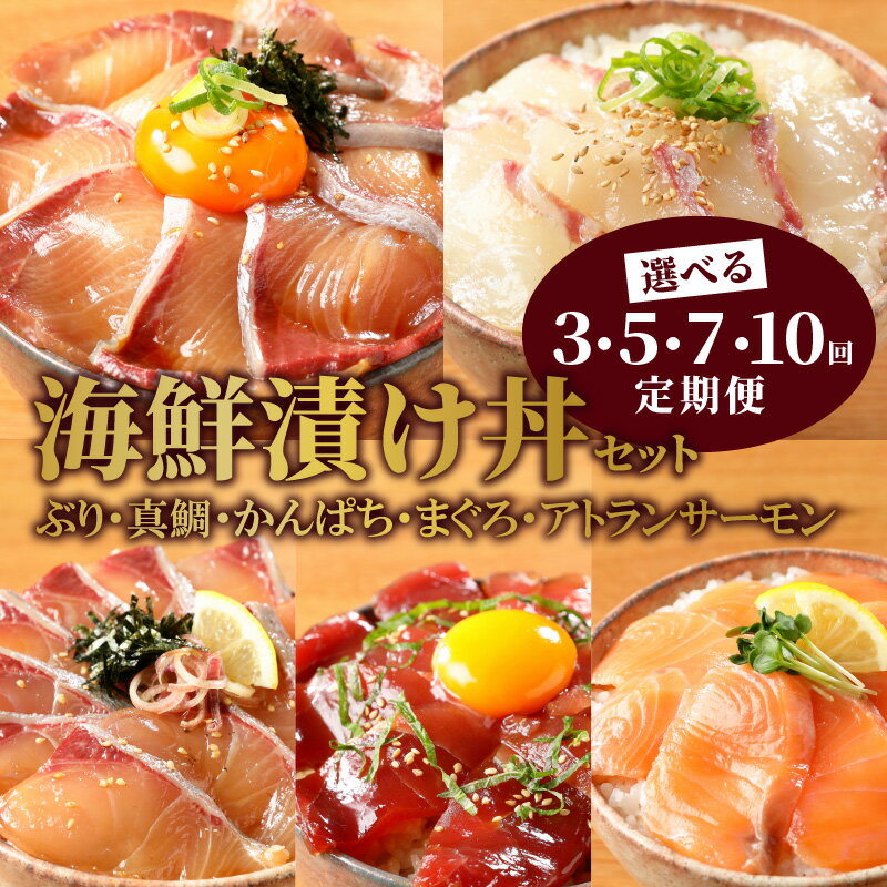 リピーター続出 海鮮漬け丼 定期便 選べる セット 3 ~ 10回 鮮度抜群 ぶり 真鯛 かんぱち まぐろ サーモン 漬け丼 海鮮丼 魚 バラエティ 簡単 便利 小分け 個包装 刻み海苔 海鮮茶漬け 流水解凍 5分 日向灘 九州 宮崎県 延岡市 冷凍 お取り寄せ 送料無料