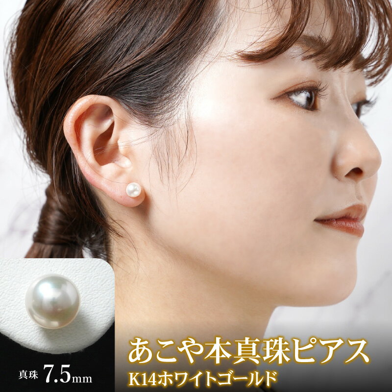 【ふるさと納税】あこや本真珠 ピアス 真珠 7.5mm 14Kホワイトゴールド サムネイル2
