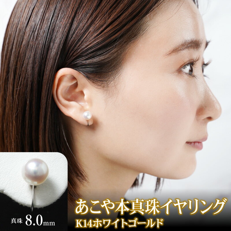 【ふるさと納税】あこや本真珠 イヤリング 真珠 8.0mm 14Kホワイトゴールド サムネイル2