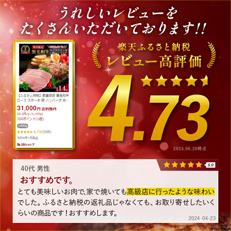 【ふるさと納税】内容量が選べる 数量限定 黒毛和牛 ロースステーキ 豚 ハンバーグ 1kg 1.4kg 牛肉 ステーキ 国産 人気 おすすめ 高級 記念日 お祝い ギフト 贈り物 詰め合わせ 焼肉 惣菜 おかず ミヤチク 配送月が選べる 宮崎県 日南市 送料無料 サムネイル2