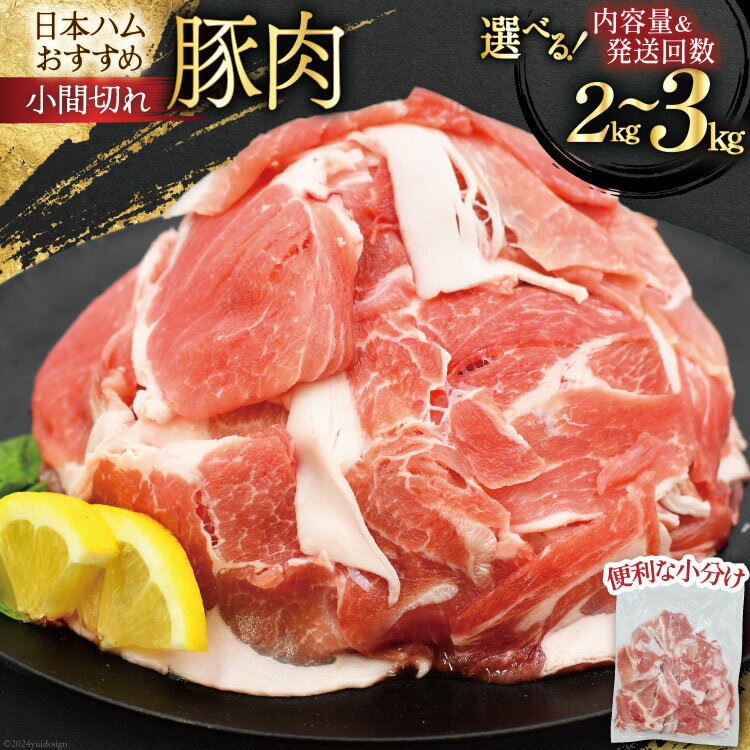 豚肉 選べる 内容量・定期便 宮崎県産 小間切れ 小分け 日ハム [日本ハムマーケティング 宮崎県 日向市 452061250] 冷凍 豚 小間 豚コマ 定期便 3回