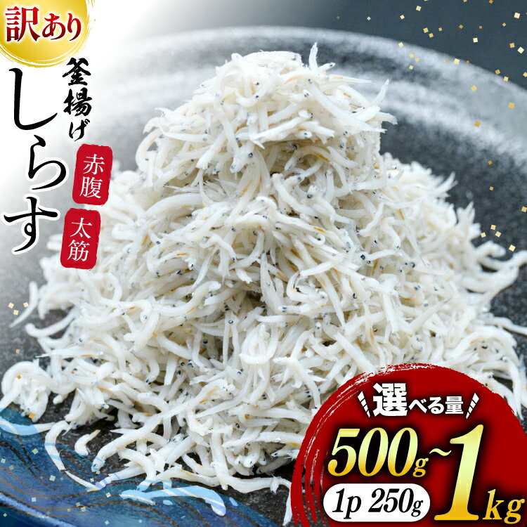 しらす 訳あり お船出 釜揚げしらす 選べる容量 250g 2p 計 500g or 250g 4p 計 1kg [お船出ちりめん村上屋 宮崎県 日向市 452061635] 小分け シラス 釜揚げ 冷凍 じゃこ ジャコ 訳アリ 赤腹 太筋