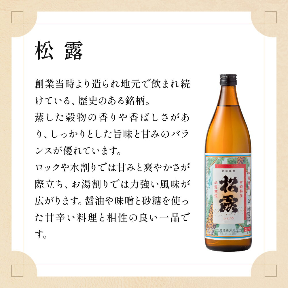 【ふるさと納税】【選べる】《松露酒造》串間市の蔵元がお届けする本格芋焼酎が楽しめる2本セット 本格焼酎 定番焼酎 酒 焼酎 芋焼酎 送料無料 贈答 ギフト プレゼント 宮崎県【KU566 KU567 KU568】 サムネイル3