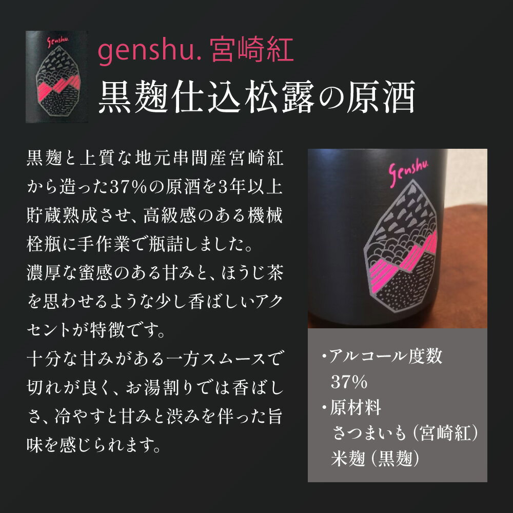 【ふるさと納税】＜数量限定＞蒸留酒(スピリッツ)として世界のお酒に負けない味わい！genshu.シリーズ3本セット(3種・各720ml)　ギフト 贈り物 プレゼント【松露酒造】【X-CD1】 サムネイル3