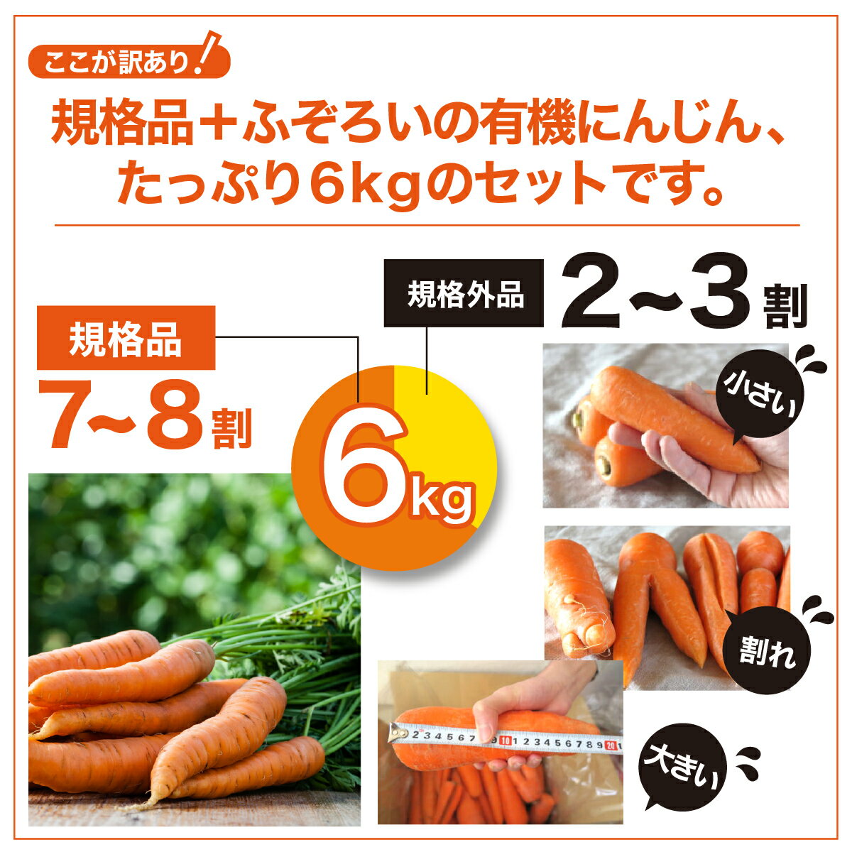 【ふるさと納税】【有機JAS】 ジュースに最適！たっぷりにんじん6kg！（訳ありふぞろい規格）人参 にんじん 有機 - 画像2