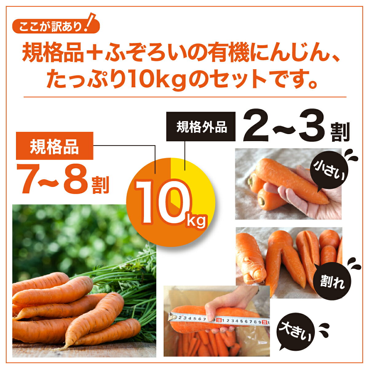 【ふるさと納税】【有機JAS】 ジュースに最適！たっぷりにんじん10kg！（訳ありふぞろい規格）人参 にんじん 有機 - 画像2