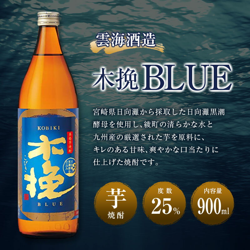【ふるさと納税】【雲海酒造】芋焼酎 木挽BLUE（木挽ブルー）3本セット [25度900ml] 木挽 ブルー スッキリ 爽やか 雲海 送料無料 サムネイル2