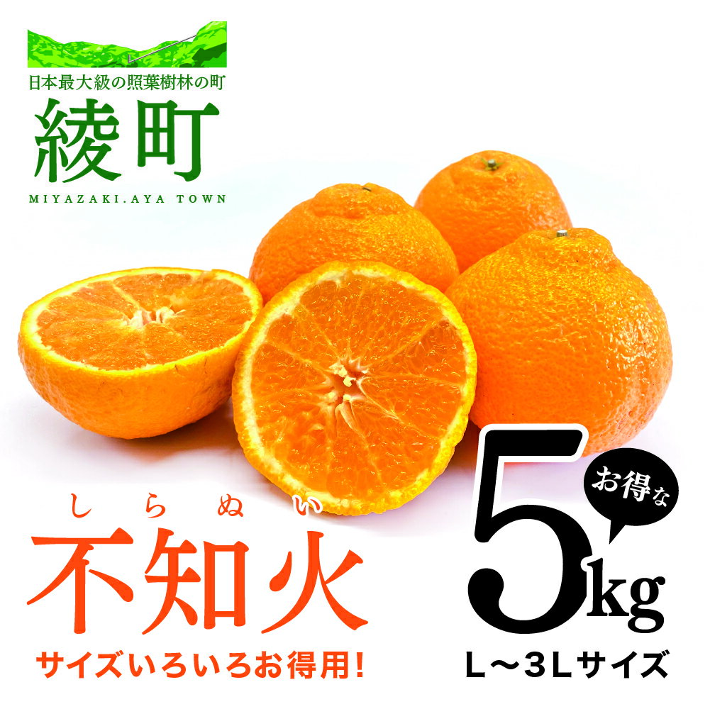 [先行予約] 不知火 サイズいろいろ お得な5kg みかん しらぬい 不知火 フルーツ 柑橘 蜜柑 果物 くだもの 宮崎 綾町