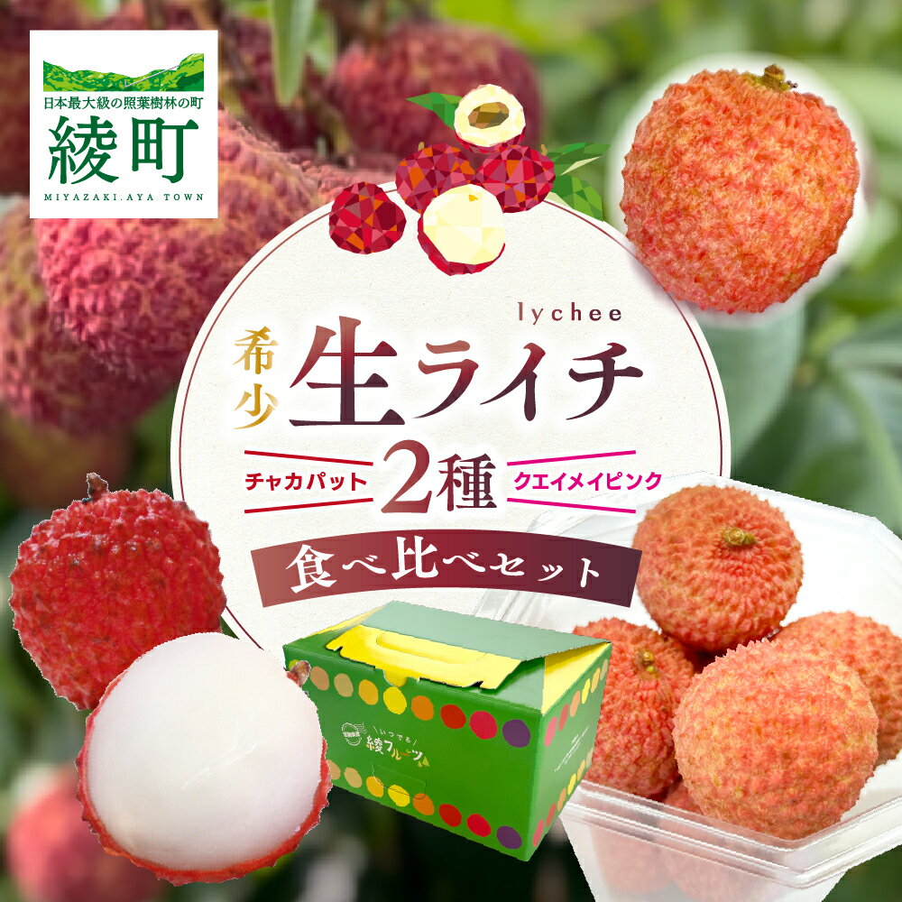 希少 国産 綾生ライチ 2種食べ比べセット / 宮崎県産 綾町産 ライチ 果物 フルーツ 先行受付 予約 産地直送 期間限定 甘い 人気 送料無料 ふるさと納税