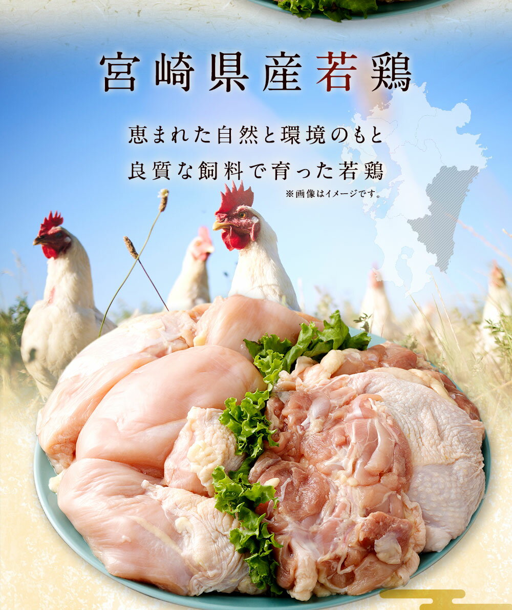 【ふるさと納税】＜宮崎県産 若鶏 2種 または 3種 計6kg セット＞翌月末迄に順次出荷 鶏肉 鳥肉 肉 個包装 ムネ モモ 手羽元 花いちもんめ 鶏肉 特産品 宮崎県 高鍋町 【冷凍】 サムネイル3