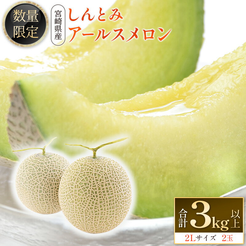 ＜数量限定＞しんとみアールスメロン 2L2玉 計3kg以上 先行予約 国産 フルーツ 果物 宮崎県産
