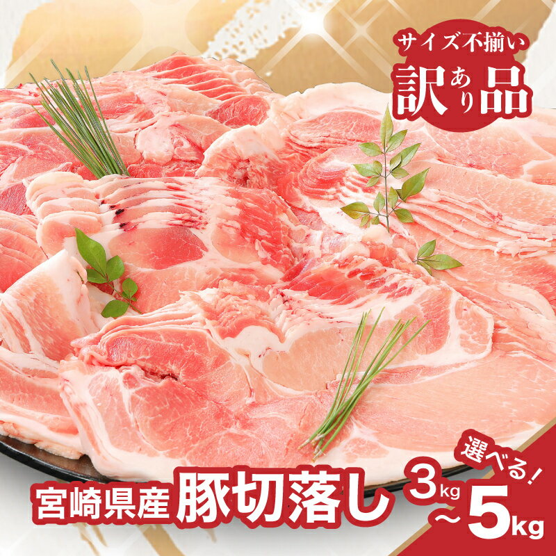 【訳あり】宮崎県産豚切落し 3kg/3.5kg/4kg/5kg 国産豚肉 切り落とし 形・大きさ サイズ不揃い 豚こま 冷凍 訳アリ 500gの小分け 生姜焼き 大容量 食品 家庭料理 送料無料 【宮崎県木城町】