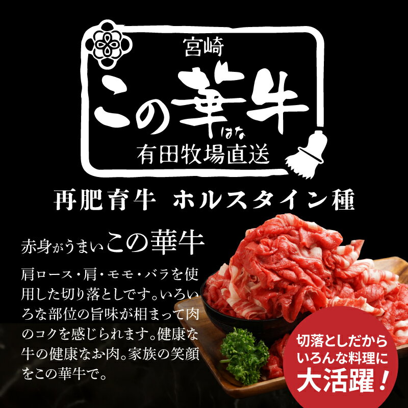 【ふるさと納税】有田牧場直送 この華牛切落し 800g - 切り落とし 赤身が美味しい EMO牛(エモー牛) 牛肉 有田牧畜産業オリジナルブランド牛 肩ロース/肩/モモ肉/バラ肉を使用した切り落とし 冷凍 ヘルシー 送料無料【宮崎県木城町】 サムネイル2