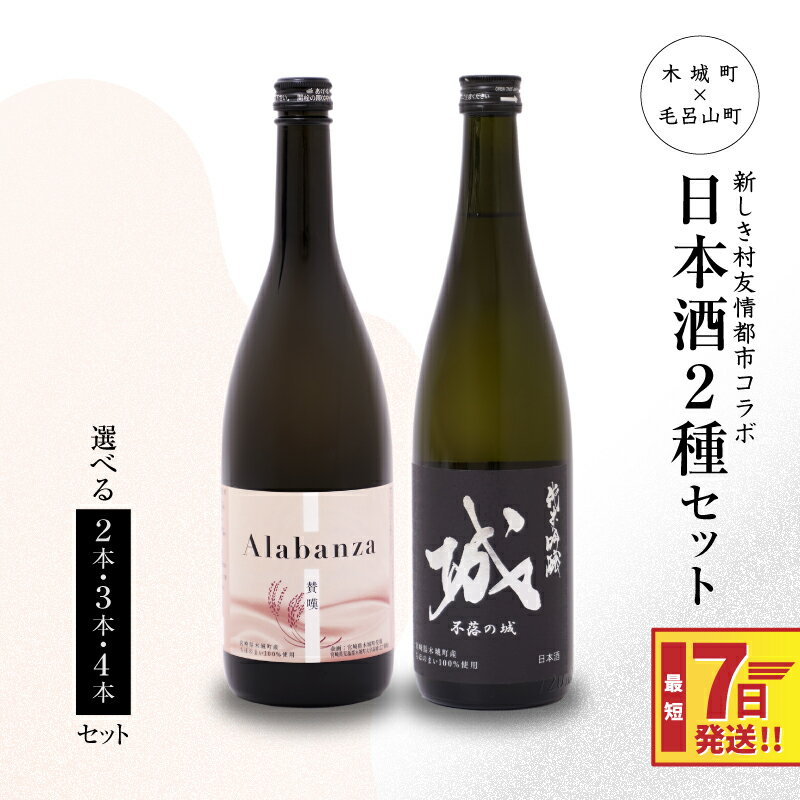 【7日以内に発送！】日本酒2種セット 城・Alabanza - 本数が選べる 720ml 2本/3本/4本 辛口 純米吟醸 甘口 アラバンサ スパークリング日本酒 日本酒飲み比べセット すぐ届く 冷蔵配送 スピード配送便 送料無料【宮崎県木城町】