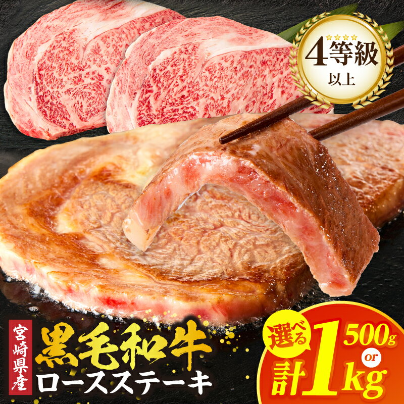 【内容量・発送時期が選べる】 宮崎県産 黒毛和牛 ロースステーキ 計500g or 1kg 肉 牛肉 牛 和牛 A4 A5 ステーキ肉 ステーキ丼 焼肉 国産 小分け おすすめ 人気 ギフト 贈り物 プレゼント 贈答 食品 冷凍 鉄板焼き BBQ 贅沢 ミヤチク 都農町 送料無料