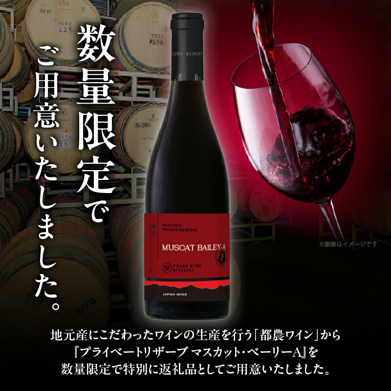 【ふるさと納税】【数量限定】プライベートリザーブ マスカット・ベーリーA 計1本 国産 飲料 酒 アルコール ワイン 果実酒 ぶどう 都農ワイン 赤ワイン 辛口 おすすめ 贅沢 ご褒美 晩酌 パーティー 記念日 お祝い ギフト 贈答 贈り物 プレゼント 常温 宮崎県 都農町 送料無料 サムネイル2