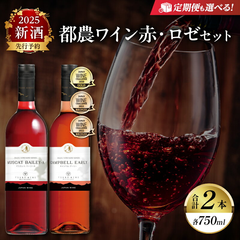 先行予約【選べる配送・定期便】都農ワイン 赤 ロゼ 辛口 甘口 2本セット 酒 飲料 アルコール 国産 飲み比べ 赤ワイン ぶどう WINE 食前酒 デザートワイン 食中酒 お祝 記念日 お取り寄せ 人気 おすすめ BBQ バーベキュー 贈答品 宮崎県 都農町 送料無料
