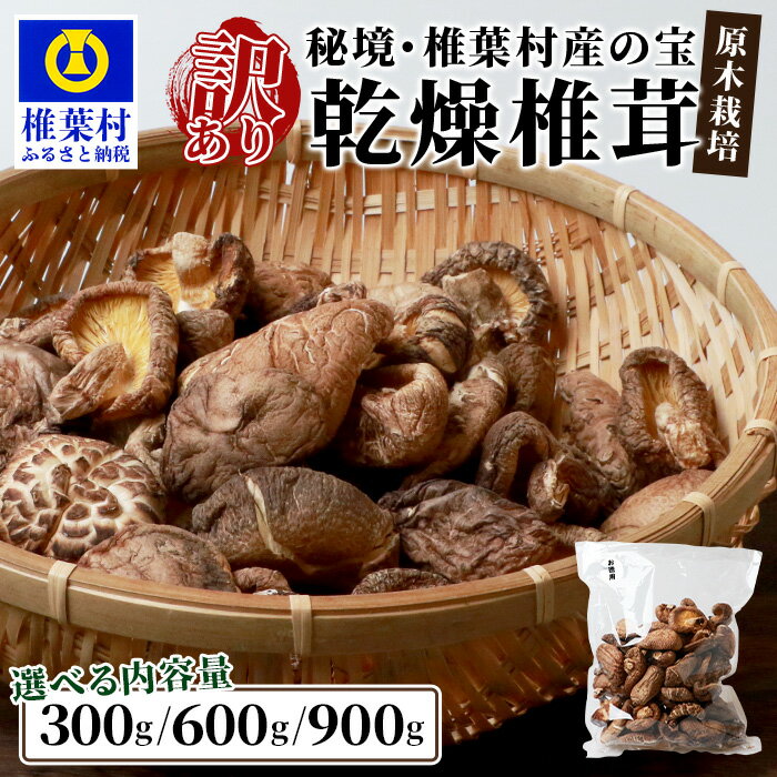 選べる 訳あり 徳用 秘境・椎葉村産 原木 乾しいたけ 選べる内容量 300g 600g 900g｜ふるさと納税 徳用 宮崎県産 椎茸 しいたけ シイタケ 干し椎茸 原木栽培 産地直送 贈答 ギフト 国産 原木椎茸 保存食 備蓄 だし 便利 多用途 人気 おすすめ｜JA-34