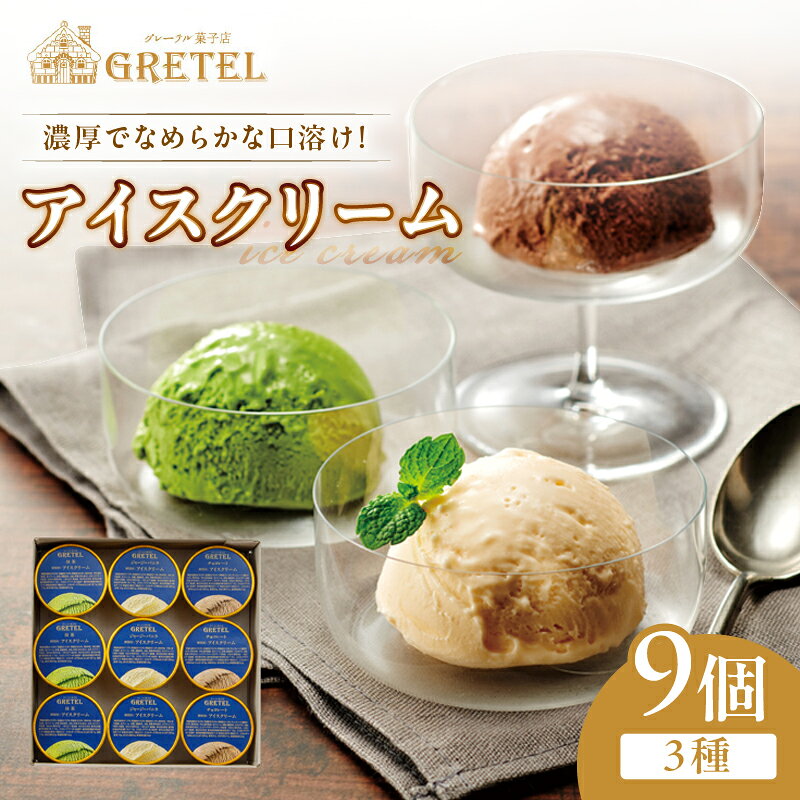 アイスクリーム アイス 濃厚でなめらかな口溶け！ アイスクリーム3種9個 バニラ チョコレート 抹茶 スイーツ お菓子 ギフト プレゼント 洋菓子 人気 詰め合わせ【財宝】