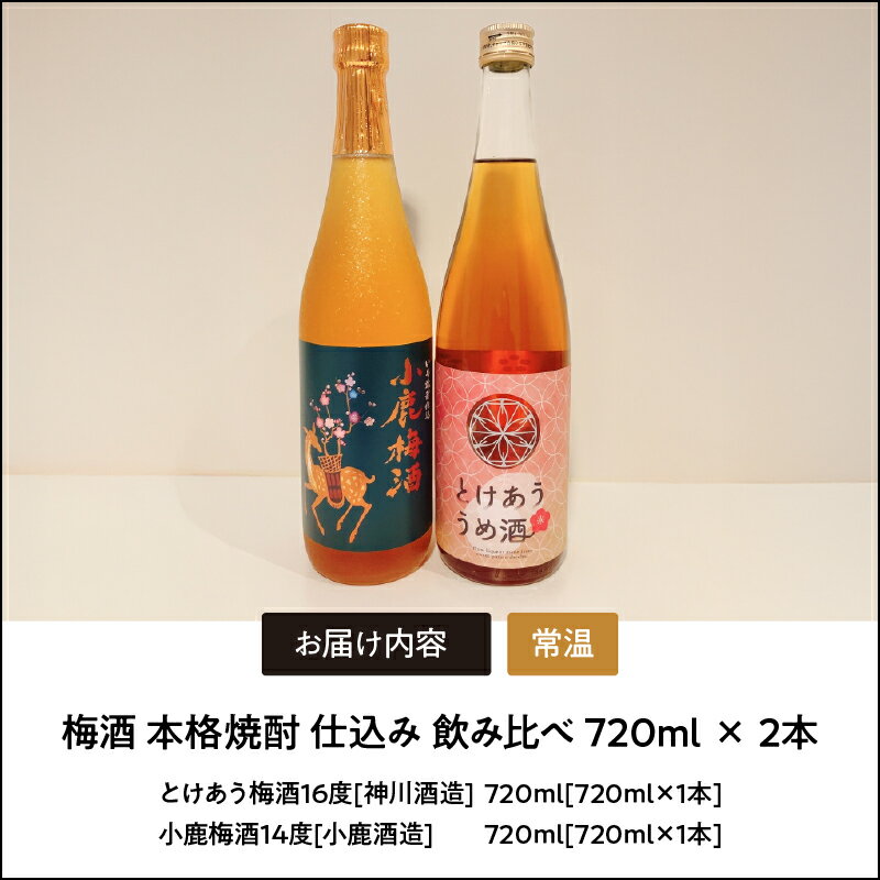 【ふるさと納税】梅酒 本格焼酎 仕込み 飲み比べ 1440ml （720ml × 2本) 国産 鹿屋産 梅酒 飲み比べ ロック ソーダ割り 青梅 完熟梅 【マーケティングビー】 サムネイル2