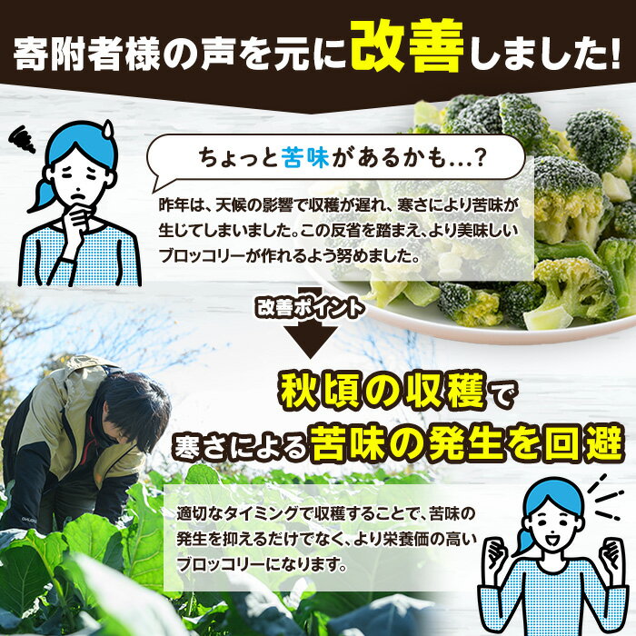 【ふるさと納税】鹿児島県産冷凍ブロッコリー(合計2kg・約250g×8袋) 大容量 国産 野菜 冷凍 冷凍野菜 小分け【合同会社グッドフィールド】akn056-10 - 画像3