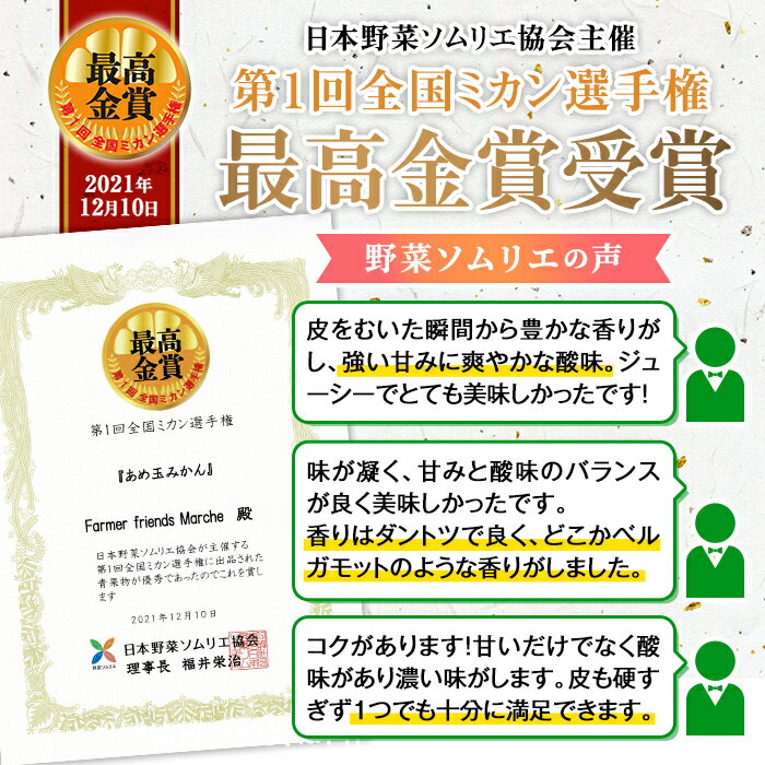 【ふるさと納税】＜先行予約受付中！2025年11月中旬～2026年1月下旬の間に発送予定＞【特別栽培・最高金賞】《選べる容量》温州みかん日本一！濃甘あめ玉みかん(約3~20kg＋傷み保障 約200g(3～4玉)) みかん ミカン 柑橘 果物 フルーツ 国産 選べる 【Farmer friends Marche】 サムネイル2