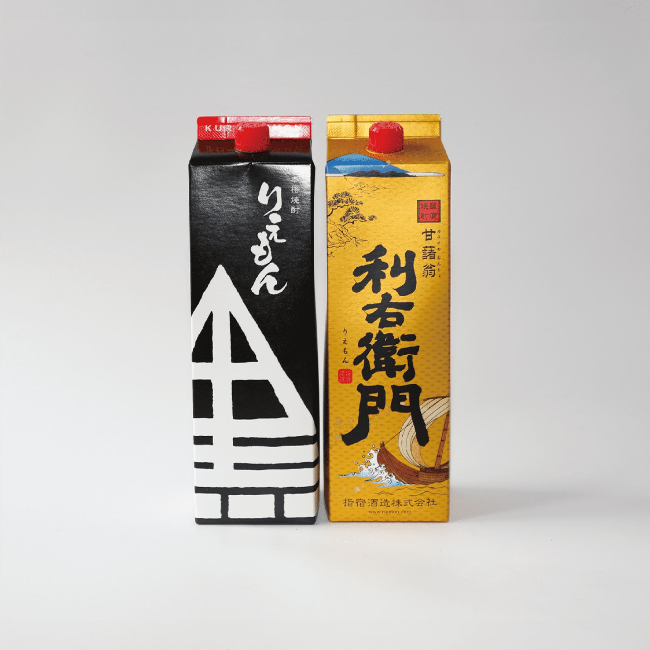 【ふるさと納税】本場鹿児島芋焼酎！指宿酒造の利右衛門黒・利右衛門白(計2本・1.8L紙パック×各1本・25度) 焼酎 芋 鹿児島 芋焼酎 お酒 地酒 飲み比べ 紙パック 【岡村商店】 サムネイル2