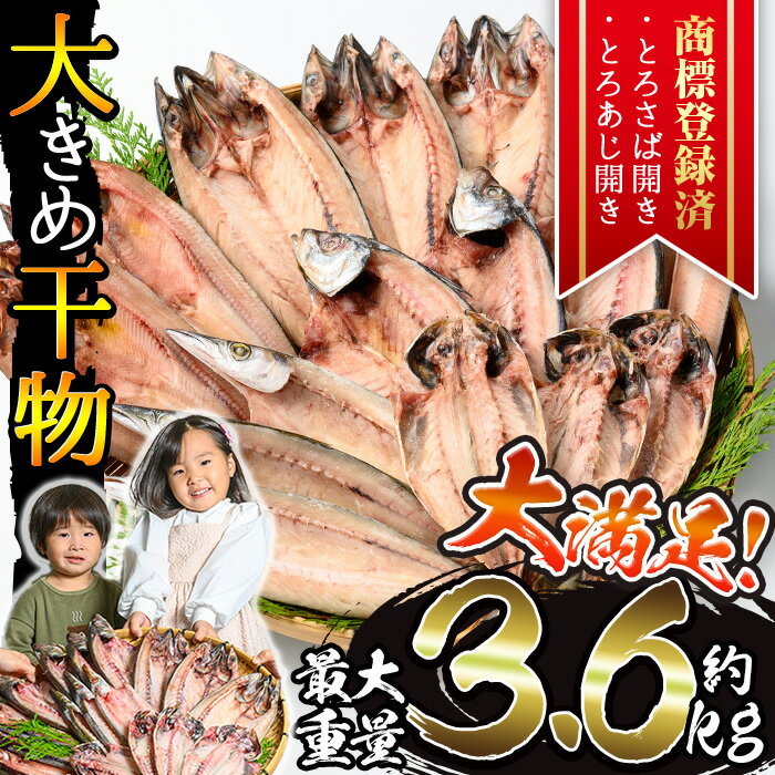 ＜選べる重量＞大きめ干物詰合せ＜合計約2kg～3.6kg！＞ 干物 セット 詰め合わせ ひもの 魚介類 魚 おかず おつまみ お楽しみ 【みのだ食品】