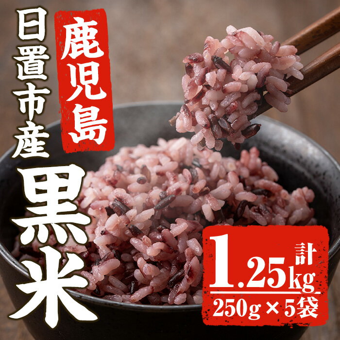 日置市産宮田黒米(計1.25kg・250g×5袋) 国産 九州産 お米 黒米 小分け 玄米 雑穀米 古代米 ご飯 ごはん【末永商店】