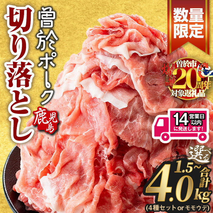豚肉 切り落とし ＜選べる配送時期・内容量＞鹿児島県曽於市産 曽於ポーク切り落とし 合計1.5～4.0kg (トレー：各300g or 500g、真空パック：各250g) セット 国産 鹿児島県産 小分け 真空 冷凍 豚 肉 【Rana】