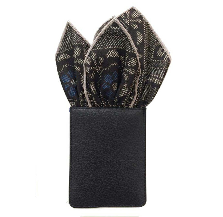 【ふるさと納税】 スーツ 小物 高級感 本場奄美大島紬 ポケットチーフ 龍郷柄 青 クラッシュタイプ 挿すだけ サムネイル3