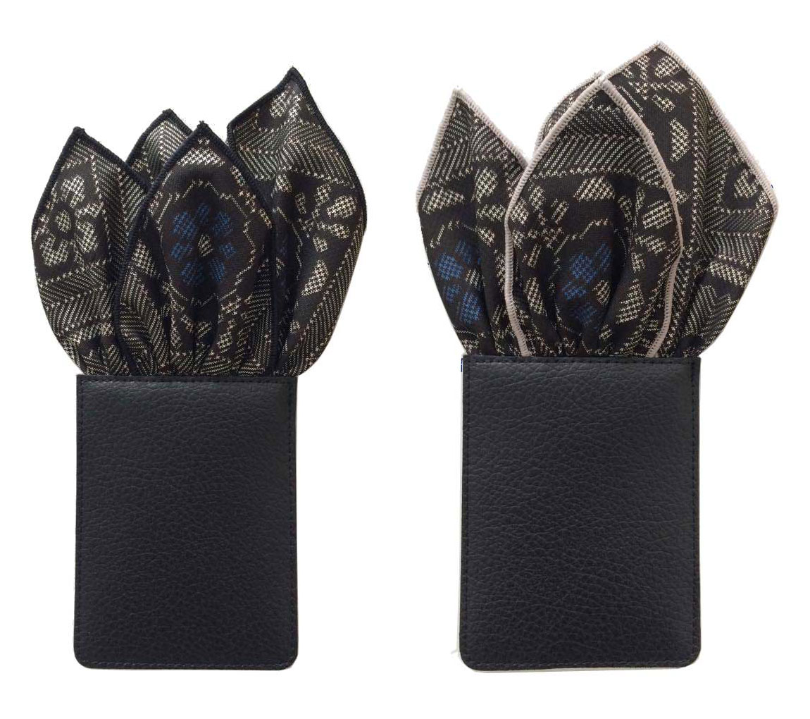 【ふるさと納税】 スーツ 小物 高級感 本場奄美大島紬 ポケットチーフ 龍郷柄 青 クラッシュタイプ 挿すだけ サムネイル2