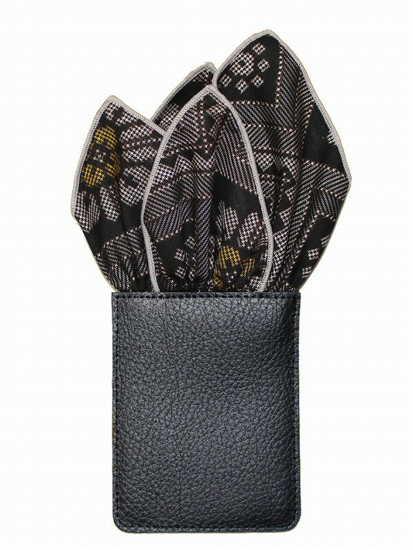 【ふるさと納税】 スーツ 小物 高級感 本場奄美大島紬 ポケットチーフ 龍郷柄 黄 クラッシュタイプ かがり糸 ベージュ 挿すだけ サムネイル2