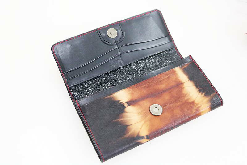 【ふるさと納税】【楽天限定】 長財布 ロングウォレット 泥革 牛革 メンズ レディース ユニセックス 伝統工芸 泥染め 手作り 一点物 ギフト 贈答 シンプル サムネイル3