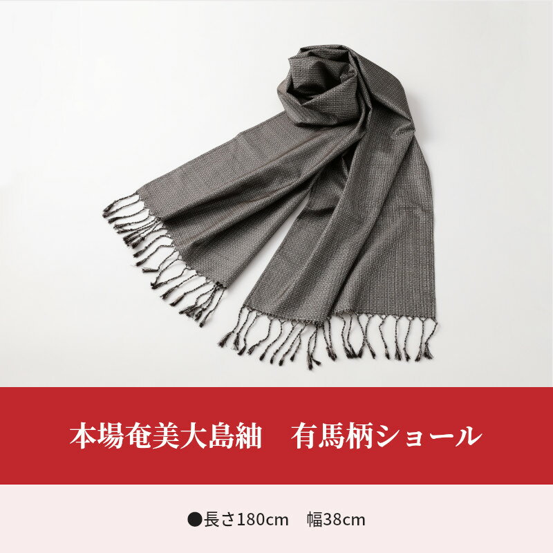 【ふるさと納税】ショール 有馬柄 大島紬 シック おしゃれ レディース メンズ 前田織物 つむぎ 絹100% 肌触り 高級感 保温性 保湿性 オールシーズン 手洗い可 ファッション 和装小物 プレゼント 贈答 奄美大島 鹿児島 送料無料 サムネイル2