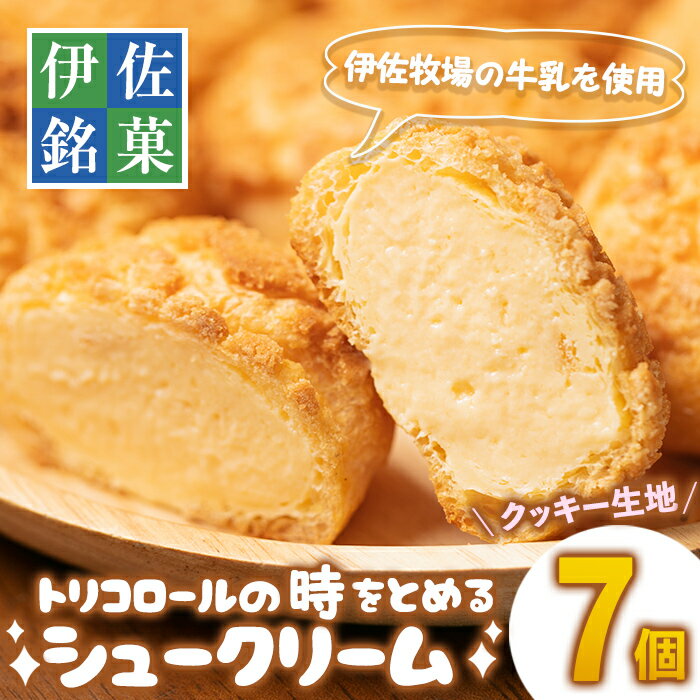 伊佐銘菓！トリコロールのシュークリーム＜クッキー生地＞(7個) 洋菓子 シュークリーム クッキー生地 カスタード お菓子 スイーツ デザート 冷凍 冷凍便【ケーキハウストリコロール】