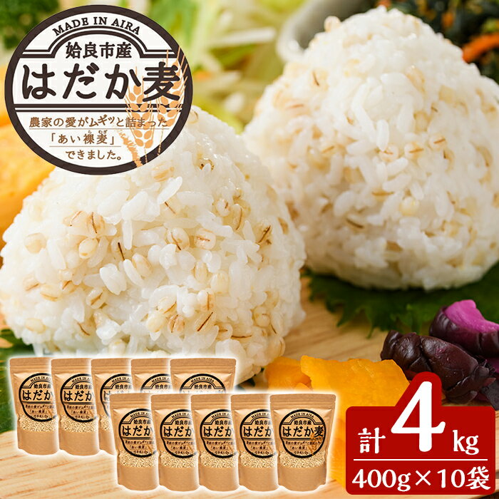 数量限定！姶良市産はだか麦(計4kg・400g×10個)国産 姶良市 ご飯 麦ごはん はだか麦 穀物 食物繊維 小分け 【竹之内穀類産業】