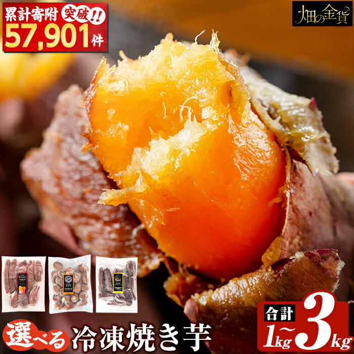 選べる冷凍焼き芋！畑の金貨・やきいも1kg〜3kg(3種セット・紅はるか・安納芋・シルクスイート・紅はるか＆シルクスイート2種セット) 冷凍 さつまいも 訳あり 紅はるか 焼き芋 やきいも 食べ比べ さつま芋 熟成 5000円 姶良市【甘いも販売所】