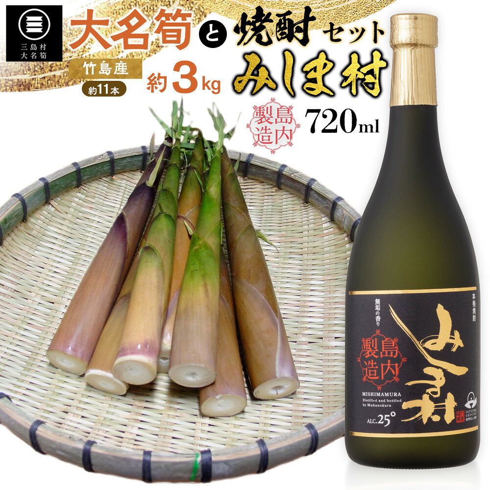 【2026年お届け】大名筍3kg（約11本）（竹島産）と焼酎みしま村720mlのセット